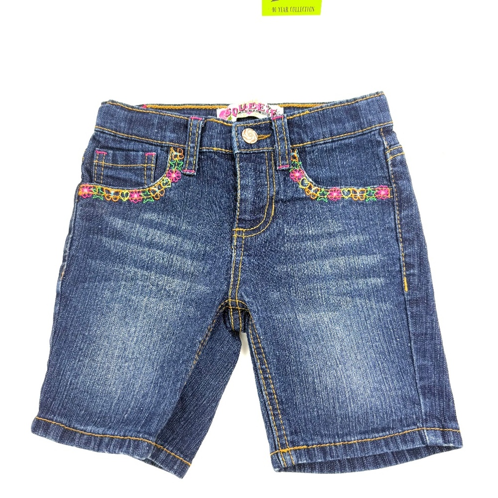 Girls Squeeze Embroidered Denim Bermuda Shorts Size 4
